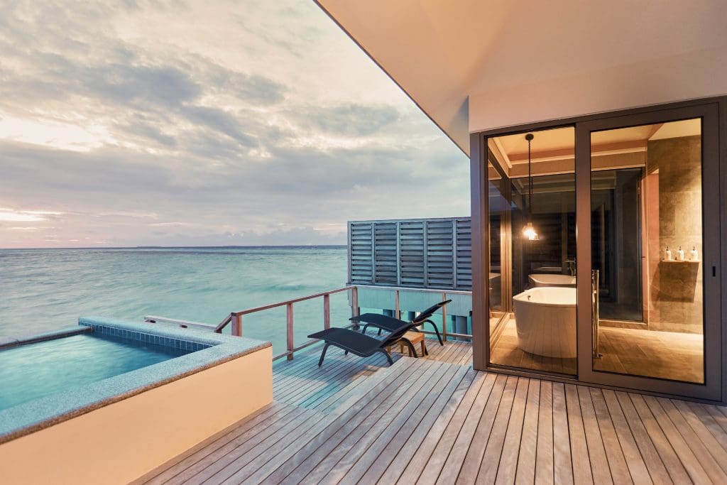 Le Meridien Maldives Resort & Spa Sunset Overwater Pool Villa Deck