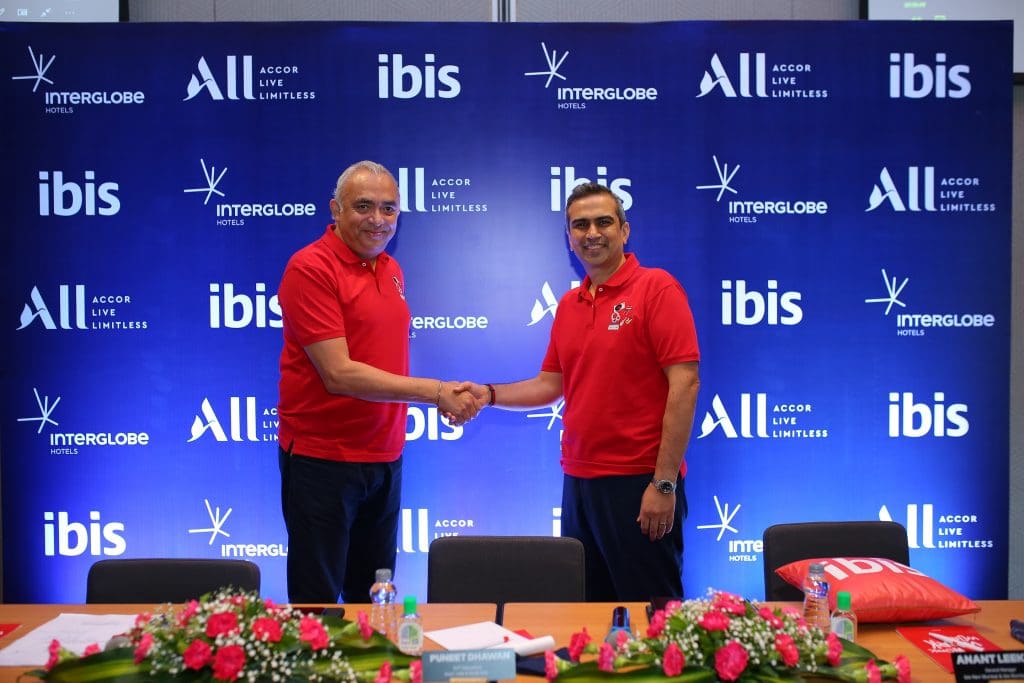 J.B Singh President and CEO InterGlobe hotels along with Puneet Dhawan Senior VP Operations Accor India South Asia at the launch of ibis Mumbai Vikhroli ibis opens its 20th hotel in India - the new generation design- ibis Mumbai Vikhroli