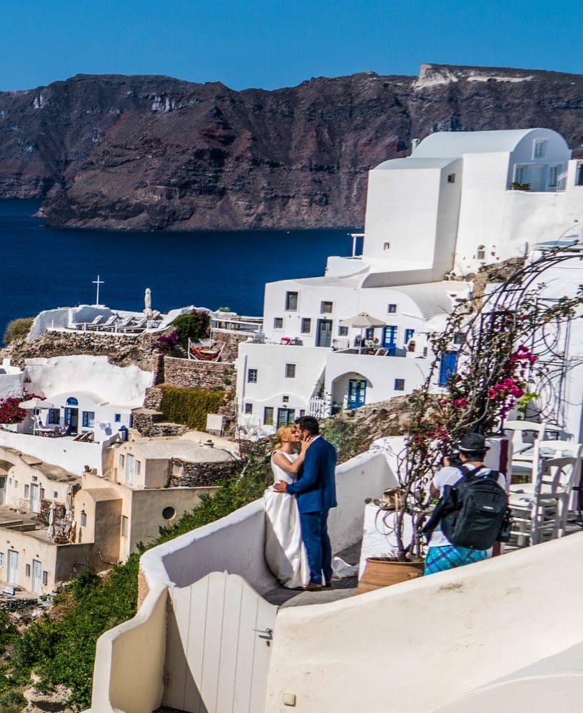 Exotic Wedding destinations -  the Greek island of Santorini  
