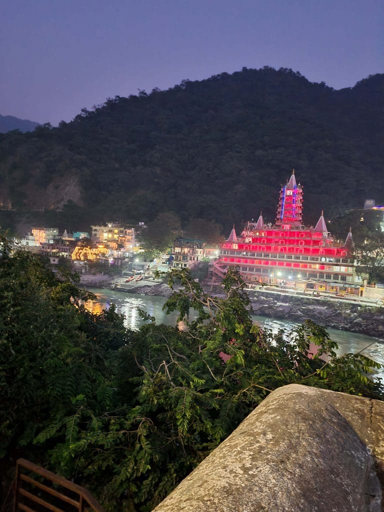 Visit to Rishikesh and Haridwar A-beautiful-silhouette-of-temples-at-the-Ghats-of-Rishikesh-as-the-sun-sets-on-the-holy-Ganga