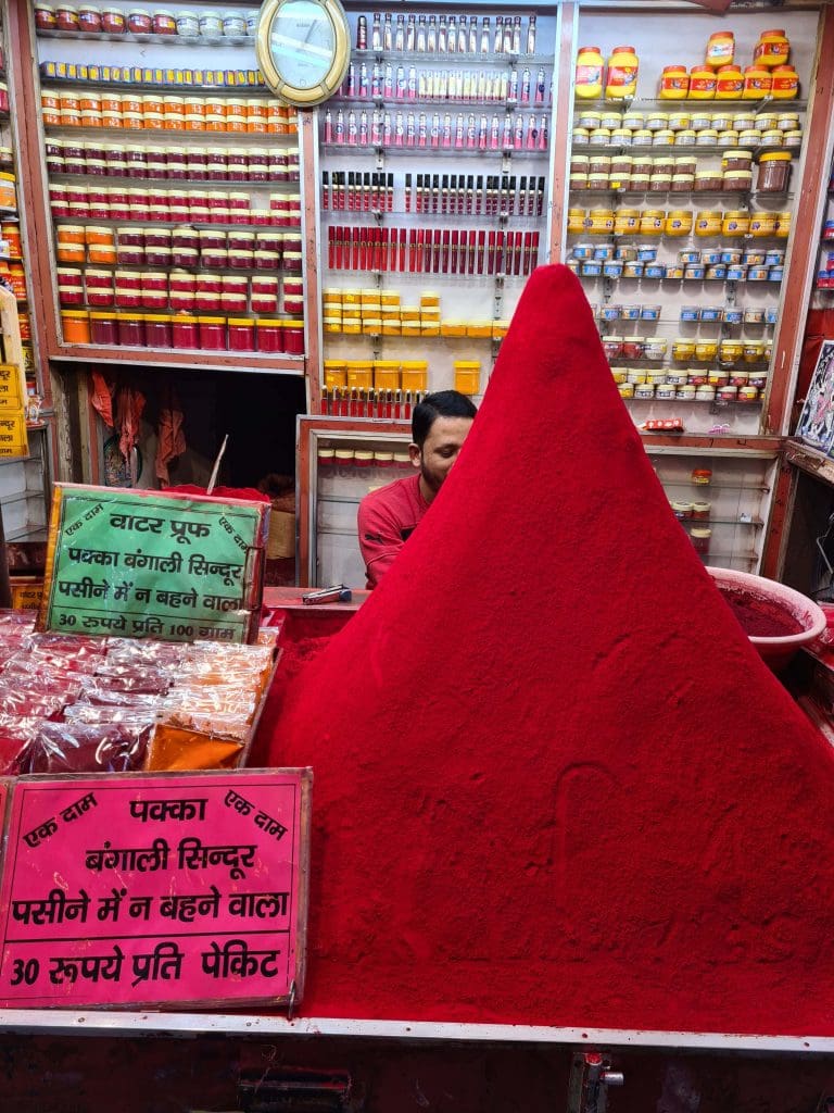 A-mound-of-red-sindoor-for-temples-and-prayer-at-a-small-shop-in-Haridwar