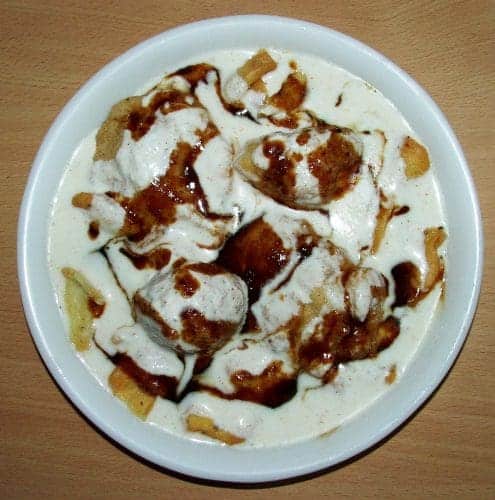 Bhalla Papri Chaat with saunth chutney 10 of the best street food in Delhi