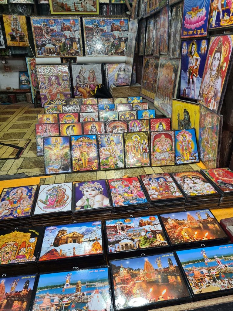 Rishikesh and Haridwar - top trips of 2022 for epic faith and spiritual calling 38 Shop-upon-shop-with-pictures-of-gods-and-goddeses-in-Haridwar