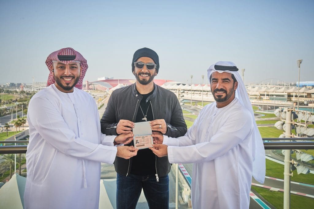 Saleh Alahmadi, with super star Ranveer Singh, and Mohamed Abdalla Al Zaabi 