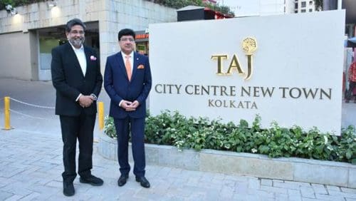 Harshavardhan Neotia Chairman Ambuja Neotia Group and Puneet Chhatwal MD CEO IHCL IHCL announces opening of luxury Taj City Centre in Kolkata - city of joy