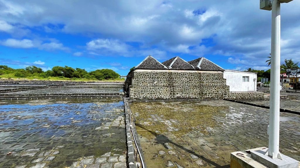 Sea salt harvesting in Mauritius -Tamarin Salt Pans