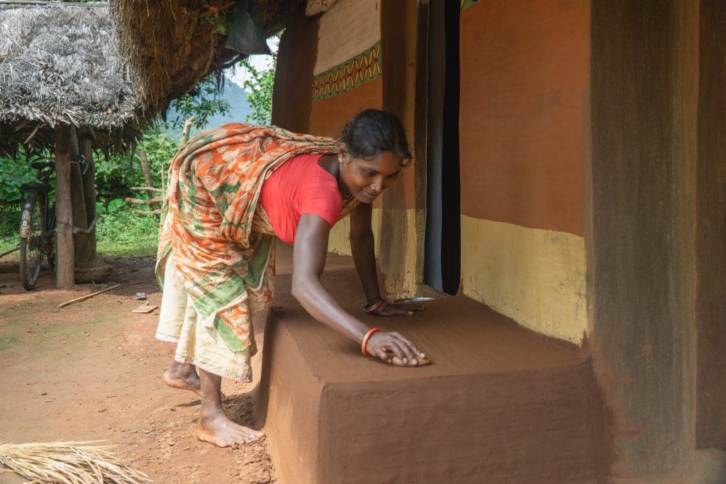 Lepa or whitewash in a typical tribal Santal home - reflected in the Svanir Wilderness Homestay   