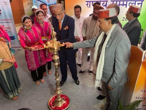 Nakul Anand, Chairman, FAITH  at the Lamp Lighting ceremony at the inaugural session of National Conference of State Tourism Ministers, Dharamshala, Himachal Pradesh