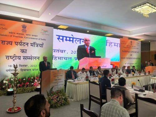   Nakul Anand, Chairman, FAITH delivering his address at the inaugural session of National Conference of State Tourism Ministers, Dharamshala, Himachal Pradesh 