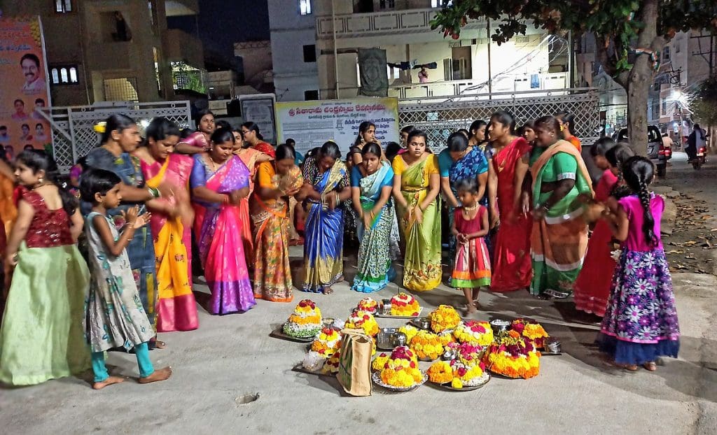 Women Celebrates Bathukamma With their Children pix courtesy Chanduclicks 11 Fairs and Festivals in golden, sunny October in India