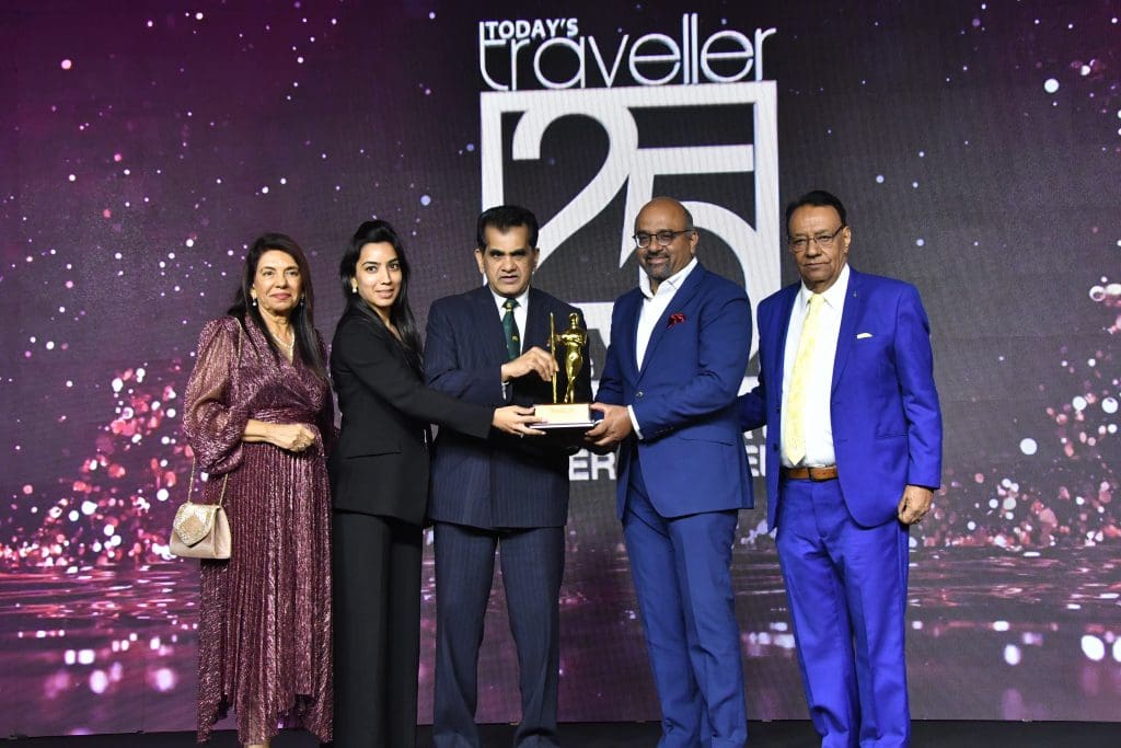  L to R: Kamal Gill, Executive Editor & Managing Director - Gill India Group, Akansha Vij - Manager Marketing & PR - WelcomHeritage, Amitabh Kant - G20 - Sherpa, Abinash Manghani, Chief Executive Officer - WelcomHeritage, Kewal Gill - Chairman - Gill India Group