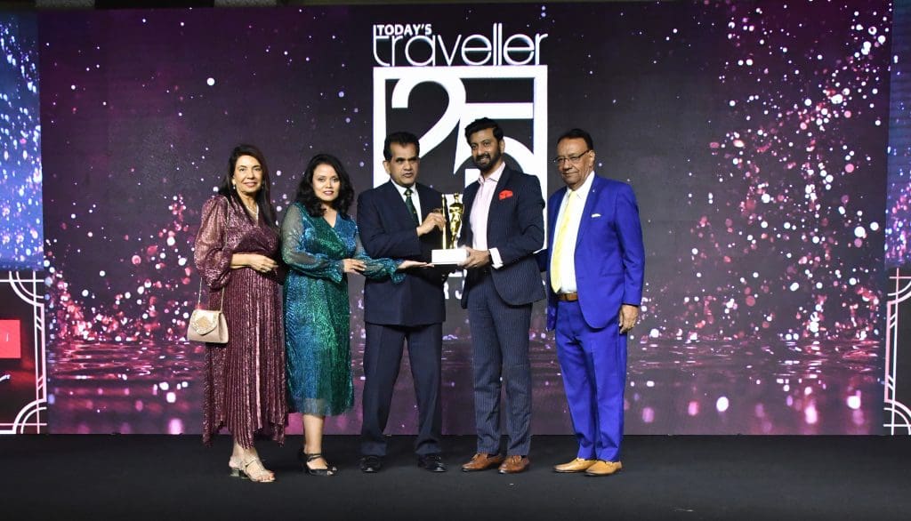   L to R: Kamal Gill, Executive Editor & Managing Director - Gill India Group, Pooja Parameshwaran - Associate Director Marketing - GRT Hotels & Resorts, Amitabh Kant - G20 - Sherpa, Vikram Cotah - Chief Executive Officer, GRT Hotels & Resorts, Kewal Gill - Chairman - Gill India Group  