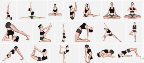 Asanas or body postures in yogic practices