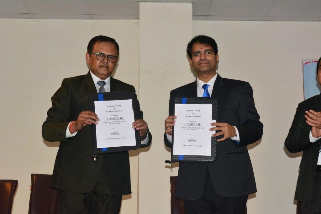 Sarovar Hotels signs MoU with Amrapali Institute of Hotel Management 1 Sarovar Hotels signs an MoU with Amrapali Institute of Hotel Management