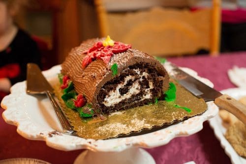 Festive  Christmas Yule log Dessert 