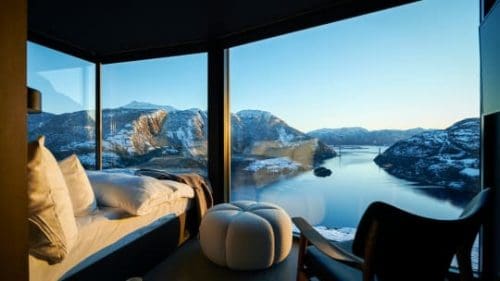 The view from The Bolder Starlodge in Norway is like a perfect picture