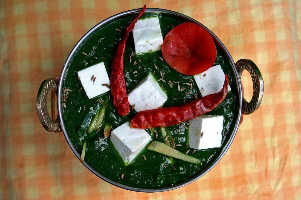 Platos vegetarianos en India Palak Paneer