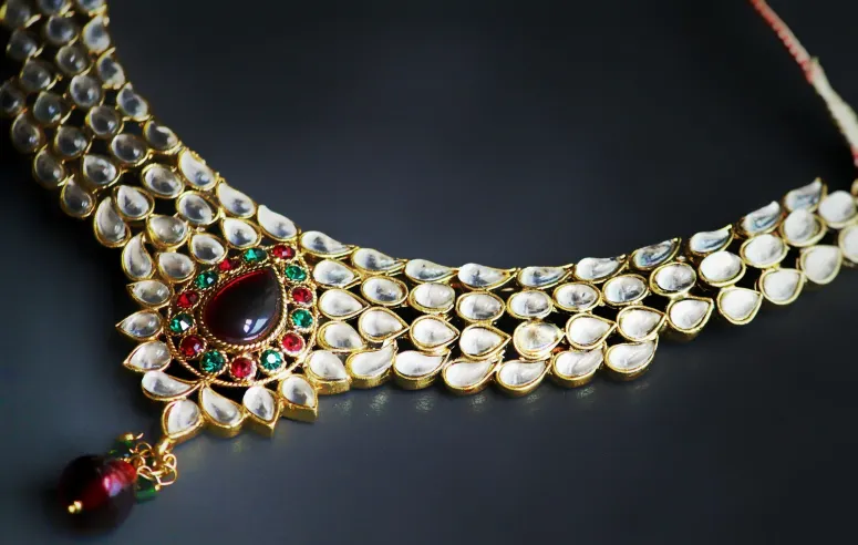 Polki -  rubies, emeralds, amethyst set in gold Rajasthani jewellery