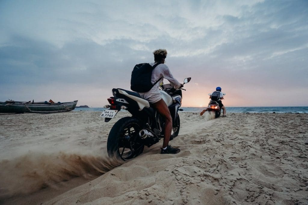 Bike rides in India - sand and beach