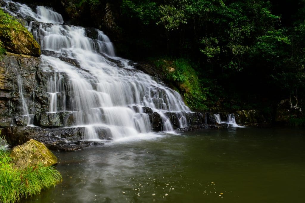 The scenic view and cool atmosphere of Elephant Falls at Shillong Image credit Bito4 via Wikipedia Commons