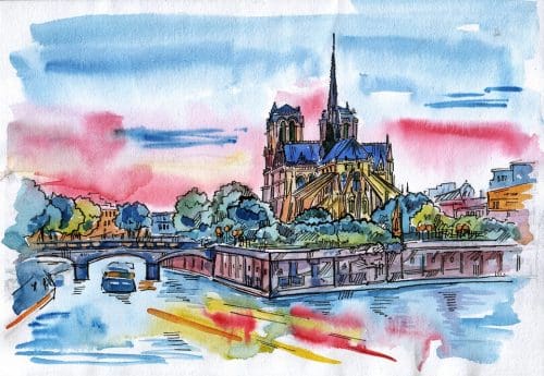 Figure Watercolor Paris Sketch Fund Flower Image 4639776 Honeymoon Special - 8 dreamy cities that spell romance