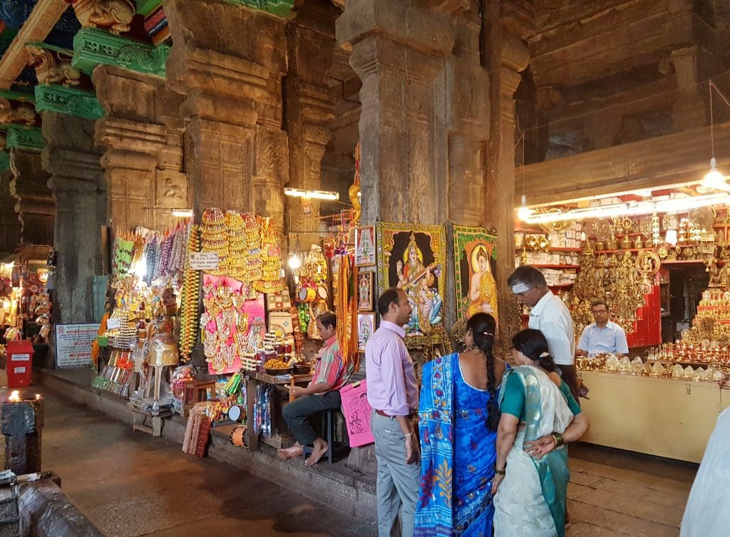 Monsoon Holiday break : Bazaar inside the Meenakshi Temple, Madurai Photo by Richard Mortel via Wikipedia Commons