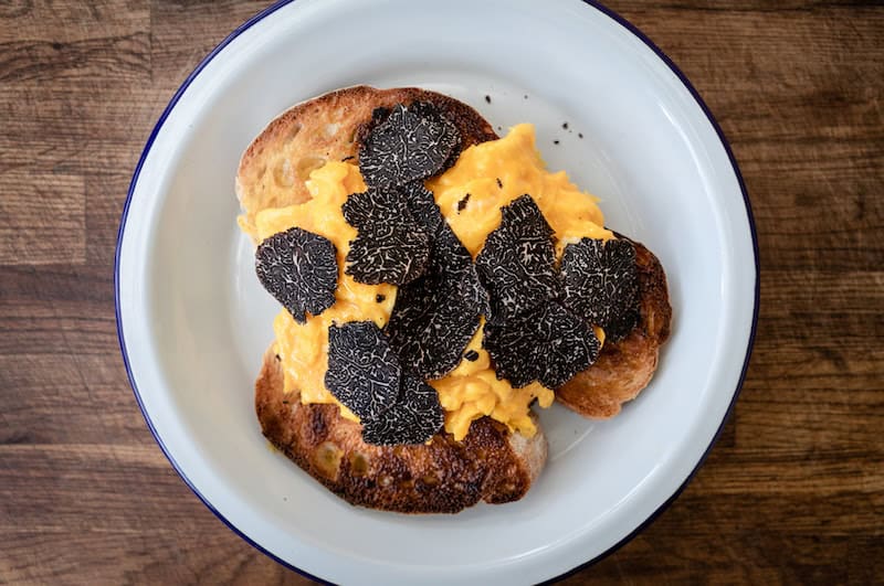  Truffle Recipes:  Scrambled eggs with fresh truffle. Photo: Sarah Hewer