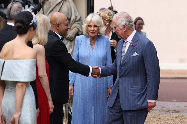 LONDON, ENGLAND - JUNE 28: Lord Jitesh Gadhia, King Charles III and Queen Camilla attend The Animal Ball at Lancaster House on June 28, 2023 in London, England. (Photo by Tim P. Whitby/Getty Images for The Animal Ball )