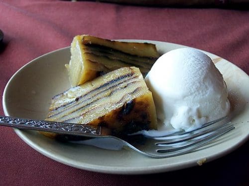 Goan Food: Bebinca with ice cream Warren Noronha, CC BY 2.0 via Wikimedia Commons