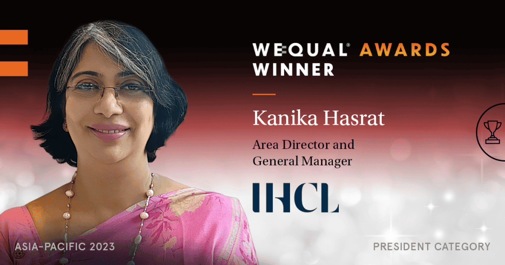 Spirited Kanika Hasrat recognised as the winner in the Presidents category of WeQual awards 1 Kanika Hasrat , Area Director and General Manager Taj Lakefront Bhopal