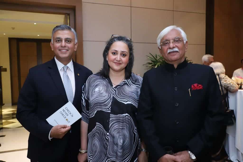 New Book Alert: Rattan Keswani's Check-In, Never Check Out' unveiled at The Oberoi, New Delhi 6 L-R- Mr and Mrs Raj Singh, Rattan Keswani