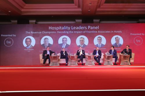 L-R: Paul McLoughlin, International – President, Frontline Performance Group; Anil Chadha, Divisional Chief Executive, ITC Hotels; Hemant Mediratta, Chief Empowerment Officer, HMC; Jatin Khanna, CEO, Sarovar Hotels Pvt Ltd; Parveen Chander Kumar, Executive Vice President – Sales & Marketing, IHCL; Philip Logan, Chief Operating Officer, Royal Orchid Hotels