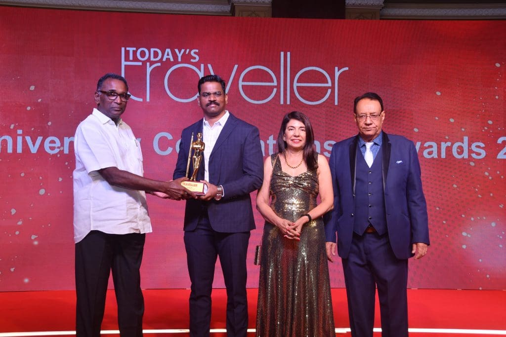 Today's Traveller Awards L-R: Justice Jasti Chelameswar, Former Judge, Supreme Court of India; Vikas Kamble, Dy. Resident Commissioner, Govt. of Goa; Kamal Gill, Executive Editor and Managing Director, Gill India Group; Kewal Gill, Chairman, Gill India Group