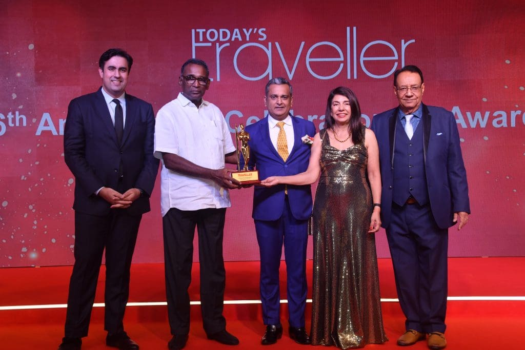 L-R: Sidharth Kaul, Sales Manager, JW Marriott, Bengaluru, Justice Jasti Chelameswar, Former Judge, Supreme Court of India; Gaurav Sinha, Hotel Manager, JW Marriott, Bengaluru; Kamal Gill, Executive Editor and Managing Director, Gill India Group; Kewal Gill, Chairman, Gill India Group