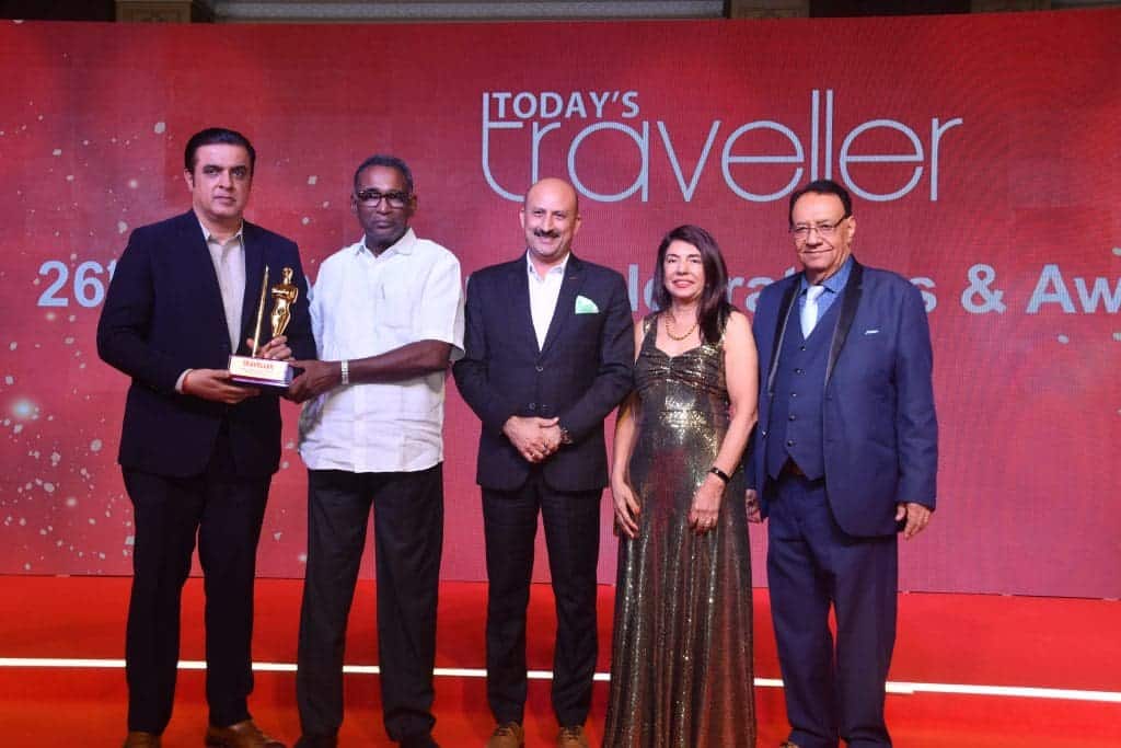 L-R: Rajan Dewan, Director, Associate Hotels India; Justice Jasti Chelameswar, Former Judge, Supreme Court of India; Sanjay Kaushik (CHBA), Senior Regional Director, Operations, South Asia at Radisson Hotel Group; Kamal Gill, Executive Editor and Managing Director, Gill India Group; Kewal Gill, Chairman, Gill India Group;