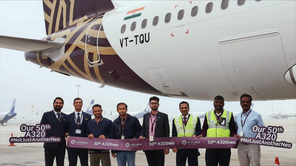 Vistara welcomes its 50th A320NEO