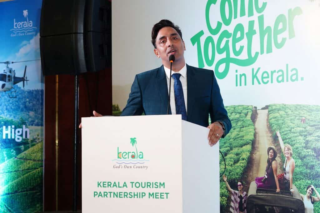 Kerala Tourism Director, Shri P B Nooh IAS, addressing the press at a media briefing session held as part of the Kerala Tourism B2B trade meet in Delhi