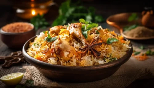 gourmet chicken biryani with steamed basmati rice generated by ai 1024x585 1 scaled Taste of Tradition: India's 10 rich Biryani dishes