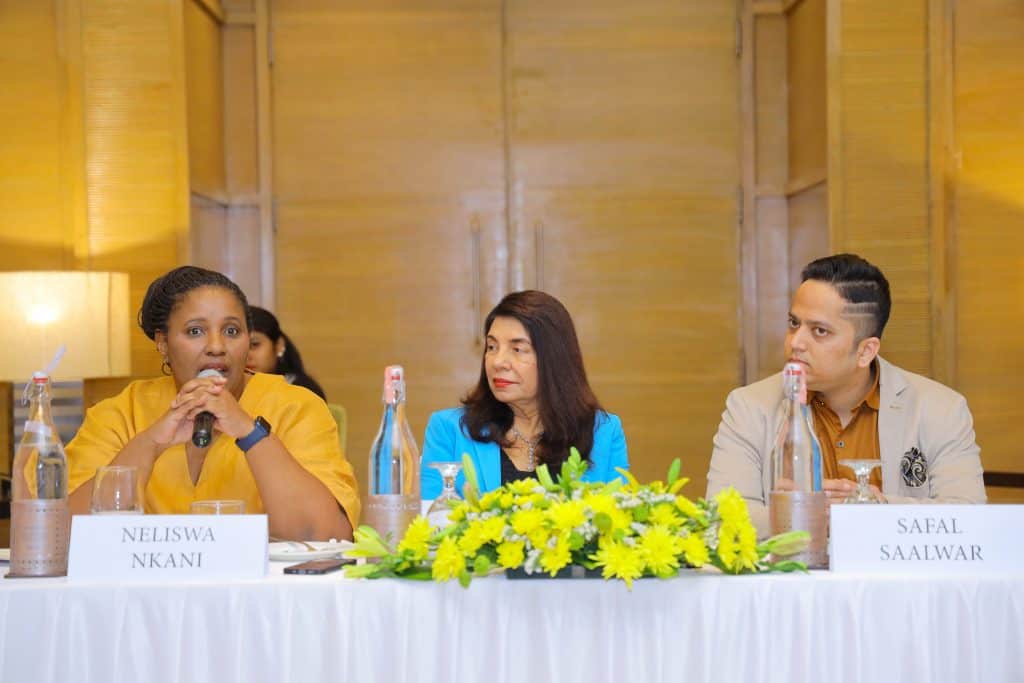 Neliswa Nkani, Hub Head – Middle East, India and South-East Asia, South African Tourism, addressing the gathering at South African Tourism Corporate Think Tank Bengaluru 2024