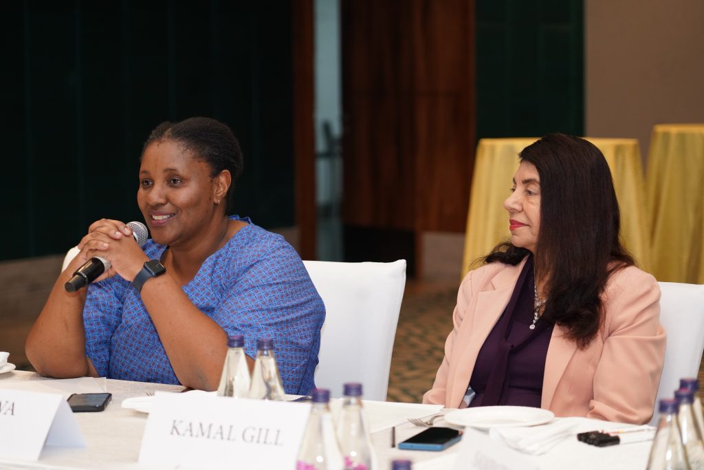  Neliswa Nkani, Hub Head – Middle East, India and South-East Asia, South African Tourism with Kamal Gill, Director of OptiMICE Events Pvt Ltd, addressing the gathering at South African Tourism Corporate Think Tank Hyderabad 2024