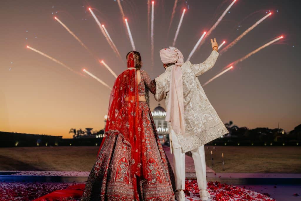 Dazzling Luxury Indian Weddings in 2025: ₹1 Crore Lehengas, super Michelin-Starred Feasts & More 6 2025 weddings will feature entrances that make a statement and demand a million Reels. Image courtesy: Reet Entertainment Pvt Ltd, indian wedding theme