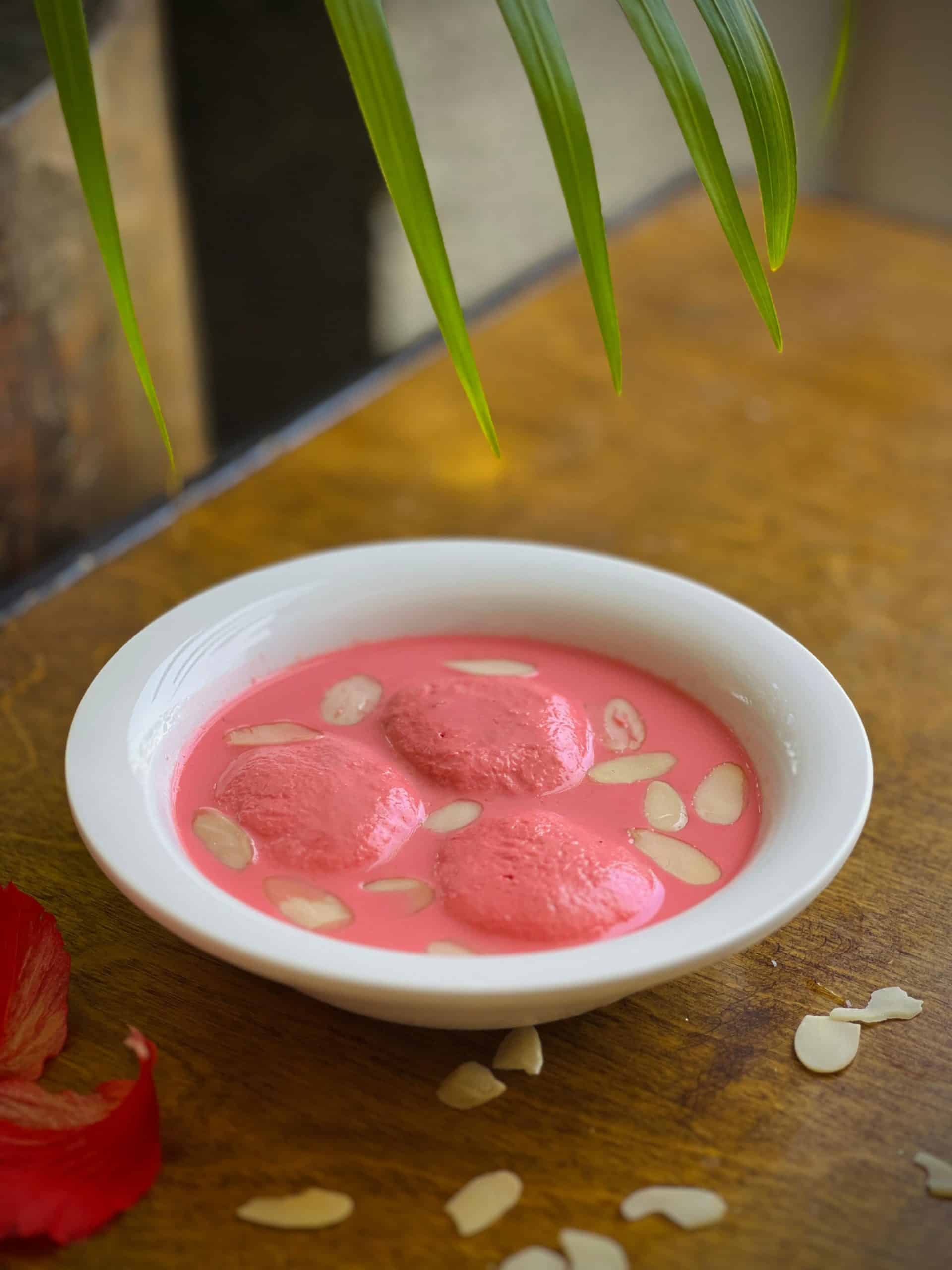 2025's Irresistible Summer Treat Delights: Great Desserts by Gateway Bekal 3 Hibiscus Rasmalai (Image courtesy: Gateway Bekal, Kerala) summer treat