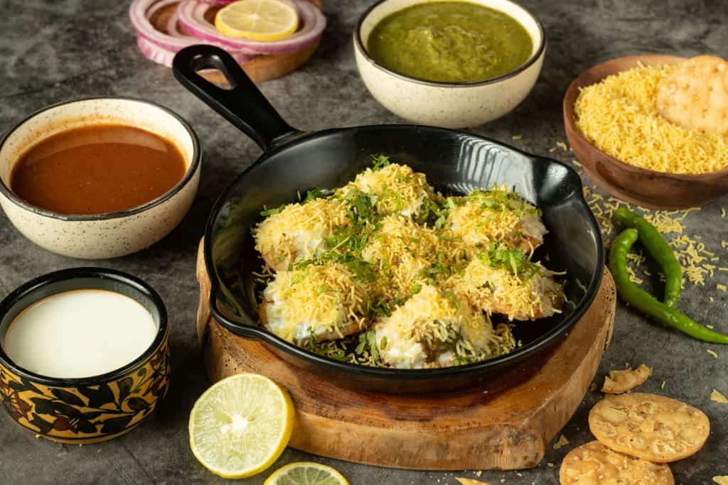 Chaat is Indian Street Food That Speaks with 15 Spices - all in one delicious bite! 3 Khasta Paapdi with Dahi and Saunth ( ( Image courtesy ITC Windsor Bengaluru)