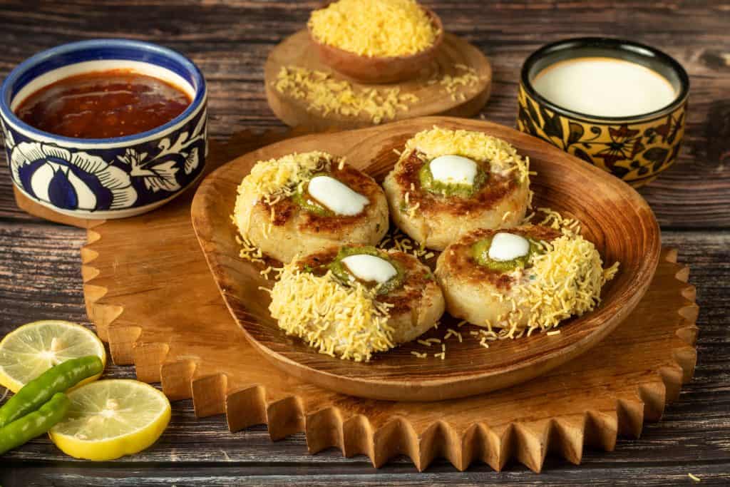 Chaat is Indian Street Food That Speaks with 15 Spices - all in one delicious bite! 1 Mewa Aloo Tikki with Ajneer Chutney ( Image courtesy ITC Windsor Bengaluru)