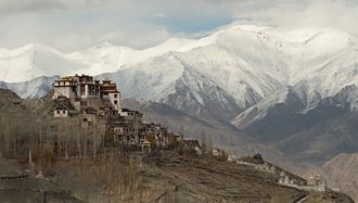 Best Trekking Trails of Ladakh - 10 Wild trails where earth touches the sky 4 Best Trekking Trails of Ladakh - Matho Monastery in winter. Image courtesy: Nellyrieuf via Wikimedia commons