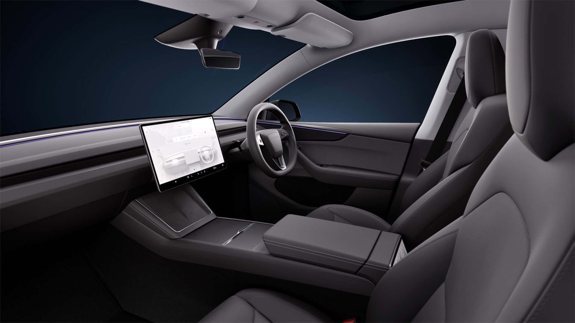 The15.3-inch touchscreen that serves as the central interface for controls, navigation, and vehicle data