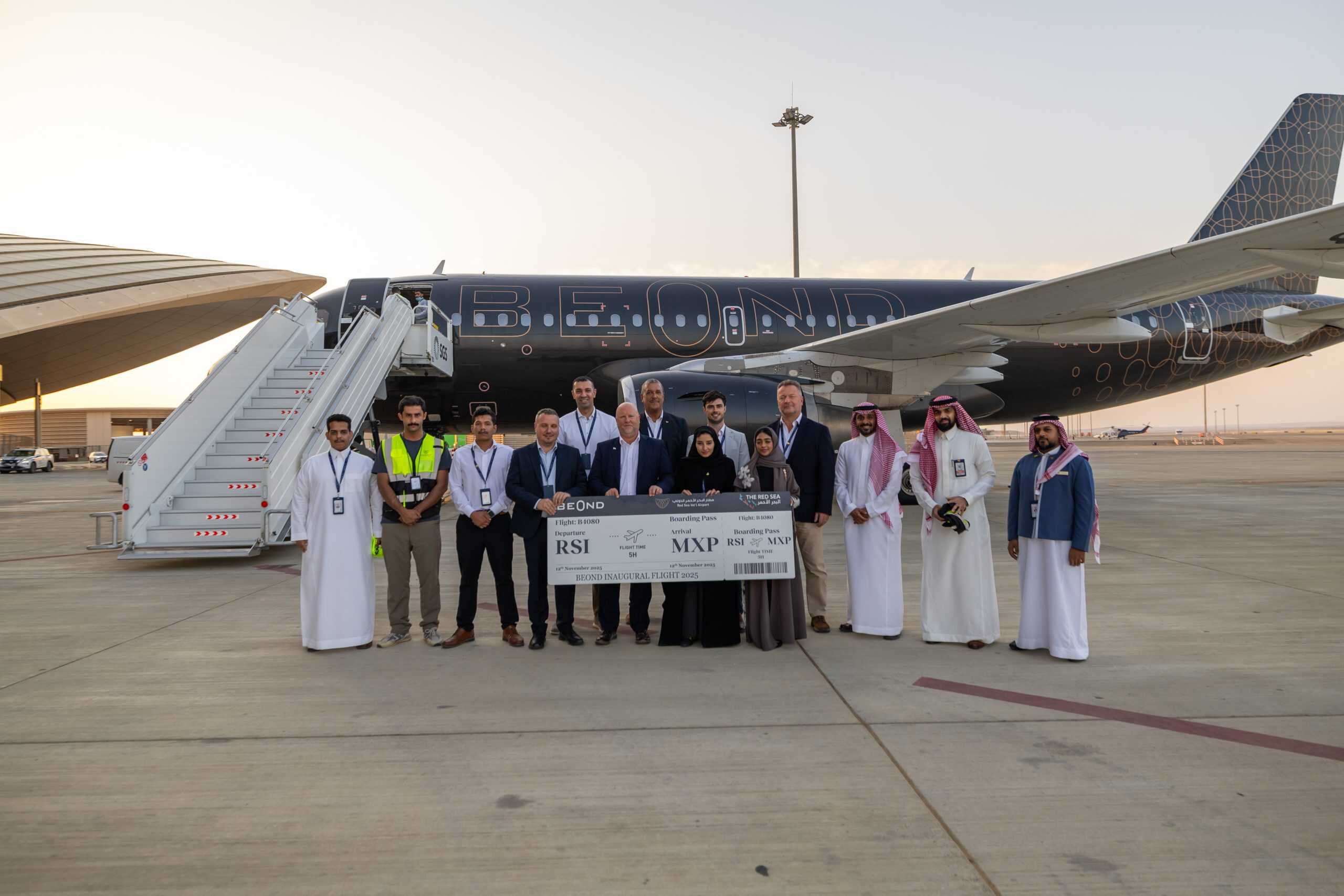 Red Sea Global welcomes the inaugural Milan flight at RSI.