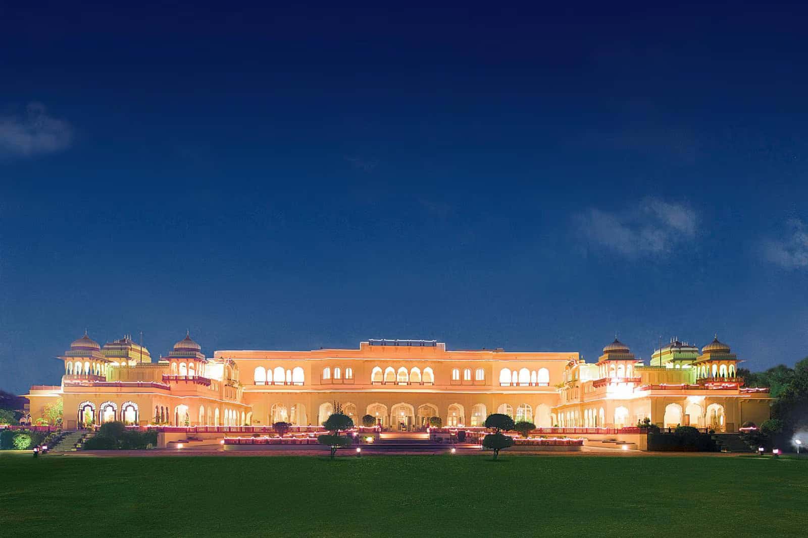 Taj Rambagh Palace, with its 47 acres of Mughal gardens and suites once inhabited by maharajas