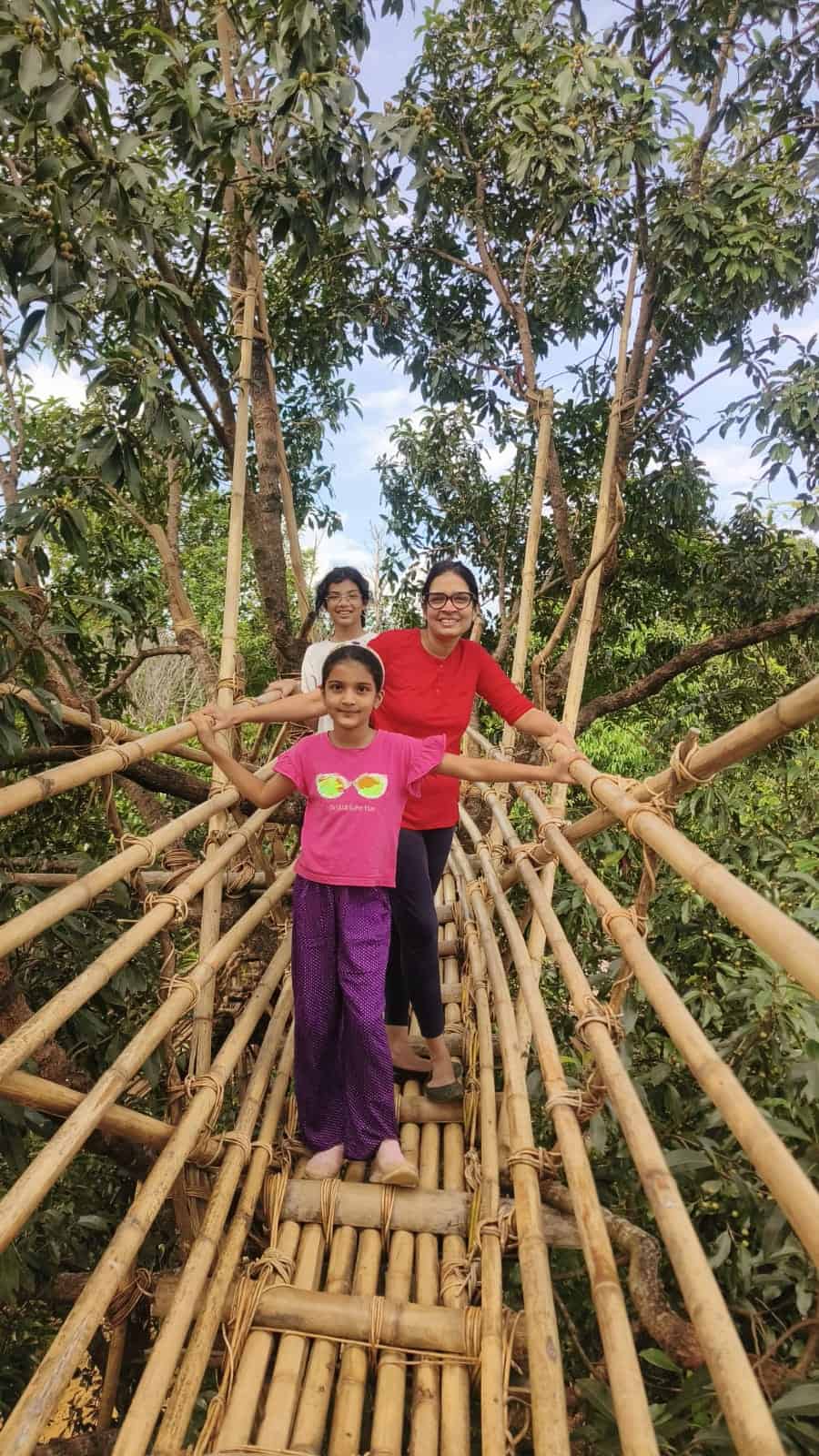 Moments of adventure on a Khasi bamboo walkway