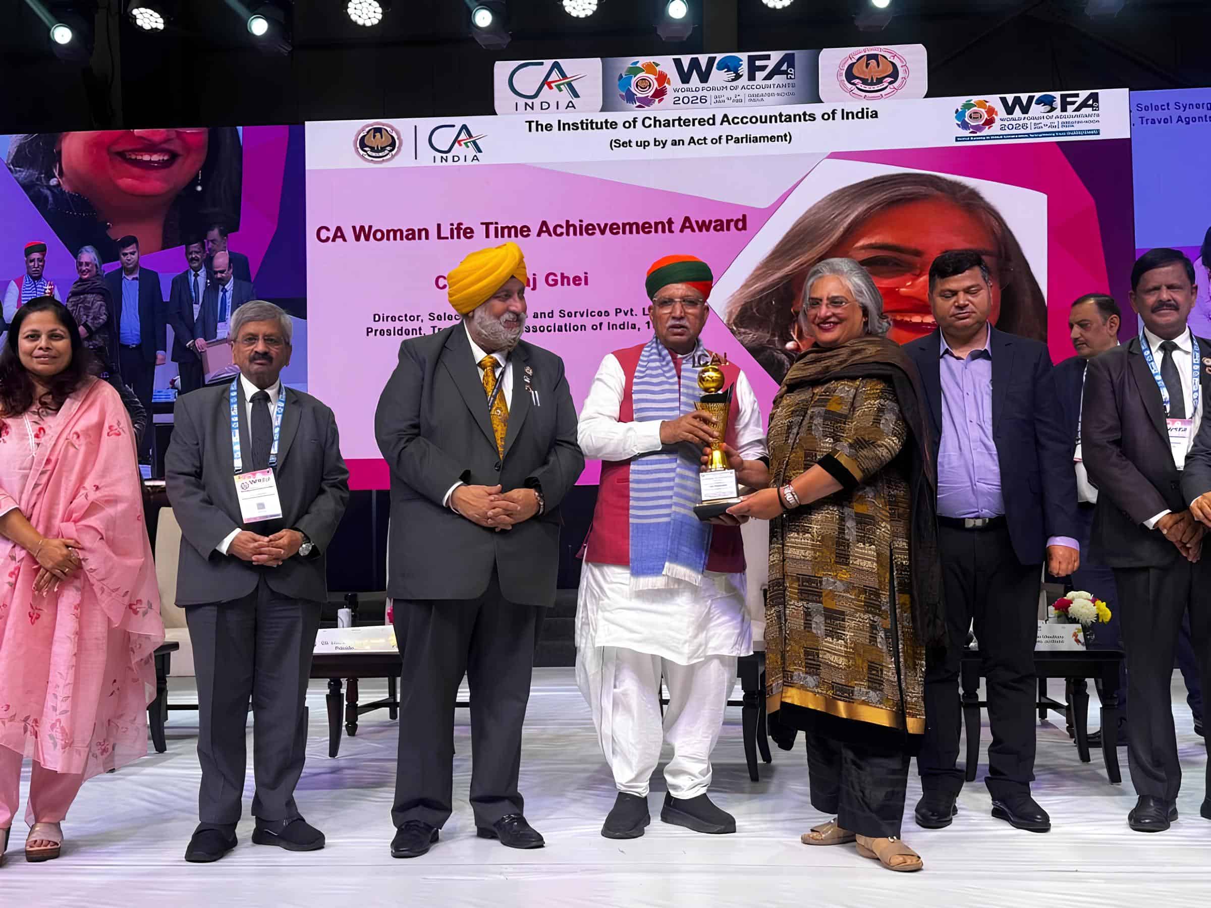 CA Neeraj Ghei awarded the CA Women Lifetime Achievement Award 2025 